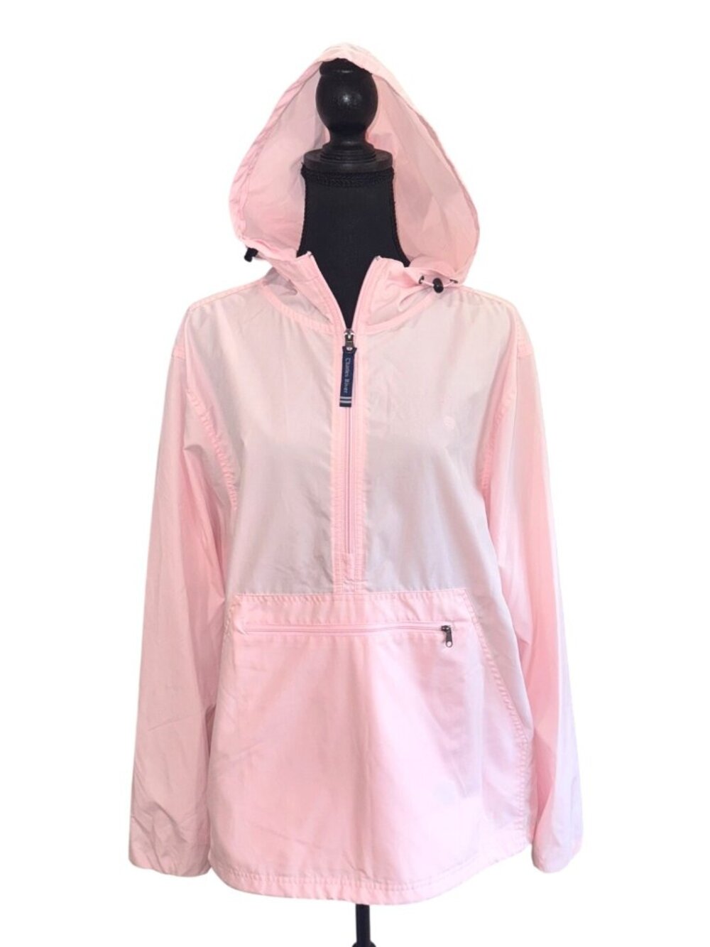 Charles River Pink Hooded Anorak Jacket M Lightweight Preppy Travel Outdoors